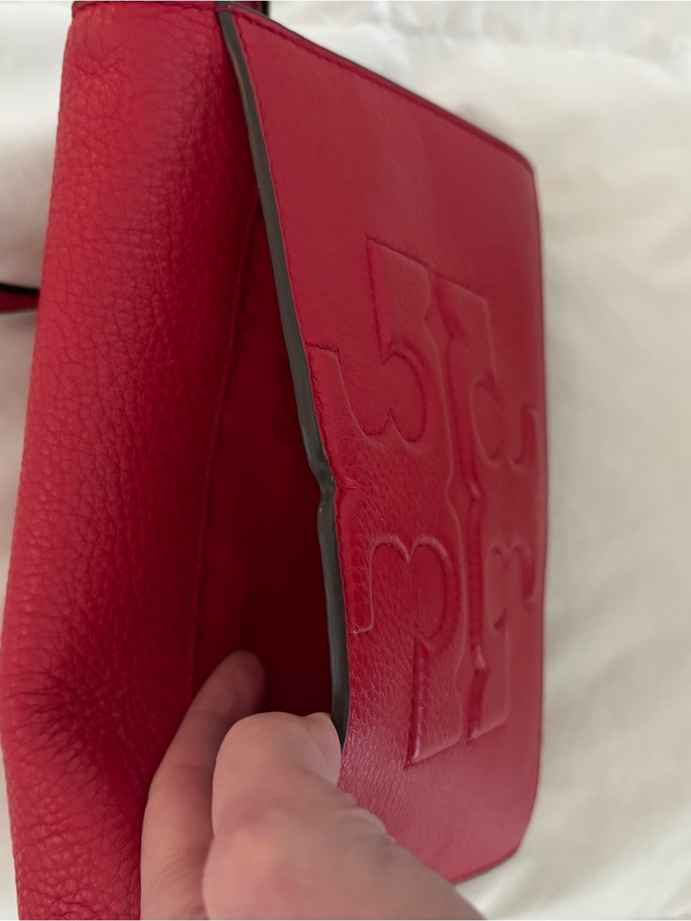 Tory Burch Red Leather Logo Crossbody with Gold-Tone Hardware - Picture 6 of 12
